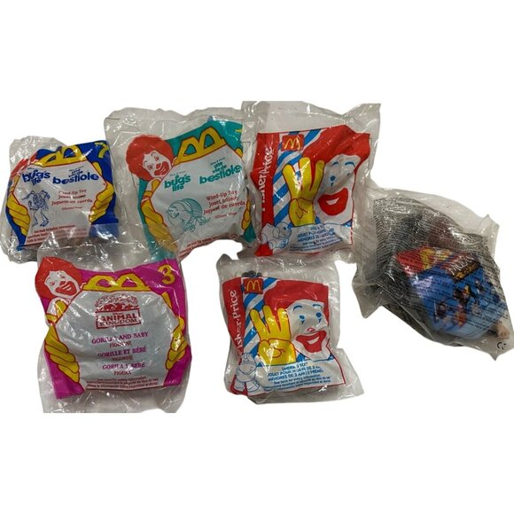 VINTAGE RANDOM LOT of 6 McDonald's Corporation Plastic Toys (NEW IN PACKAGE) - Picture 1 of 14